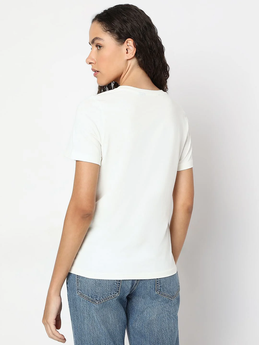 White Graphic Print Cotton T-Shirt - Image 4