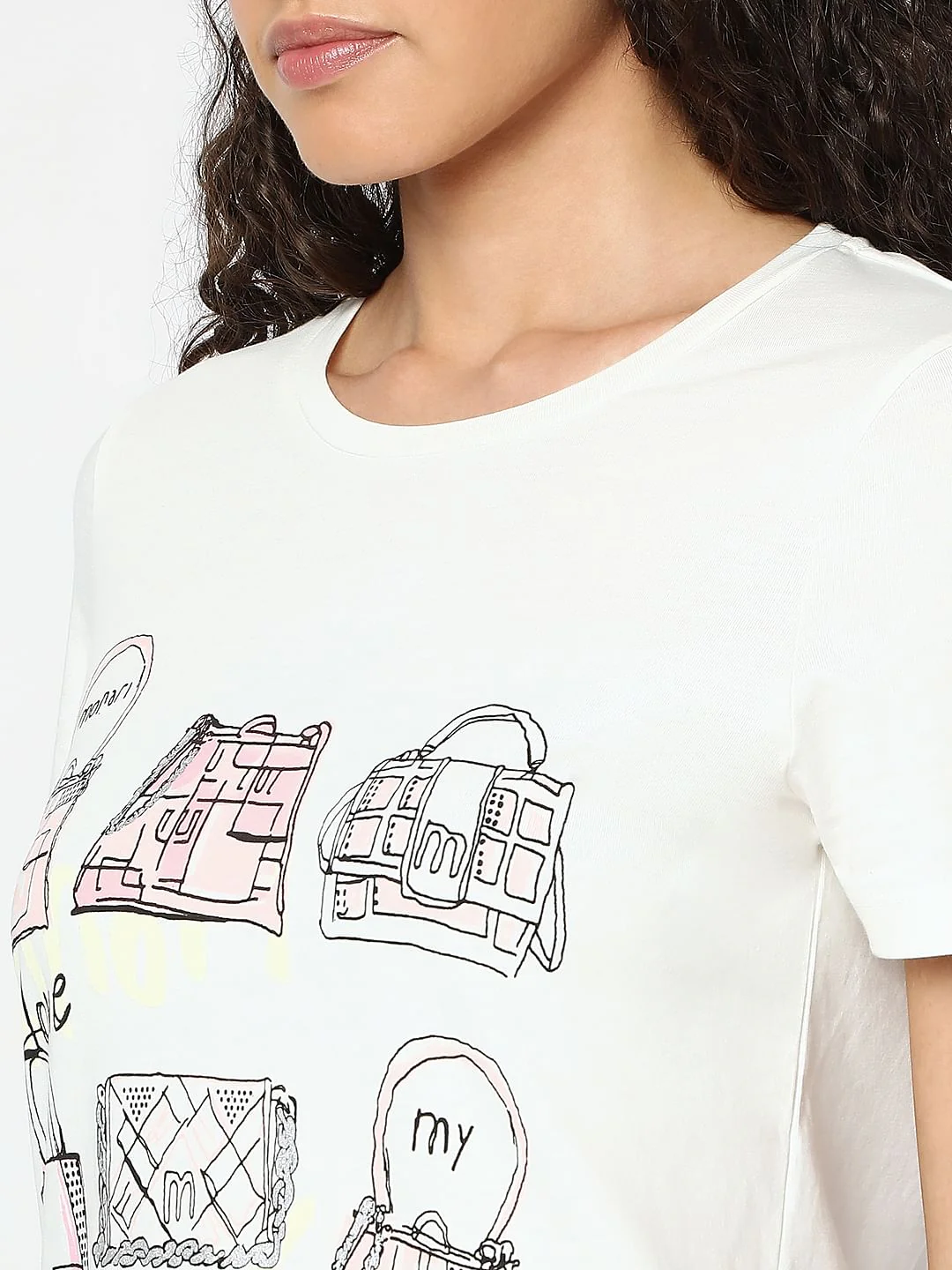 White Graphic Print Cotton T-Shirt - Image 8