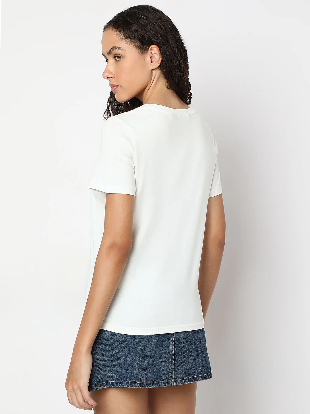 White Typographic Print Cotton T-Shirt - Image 4