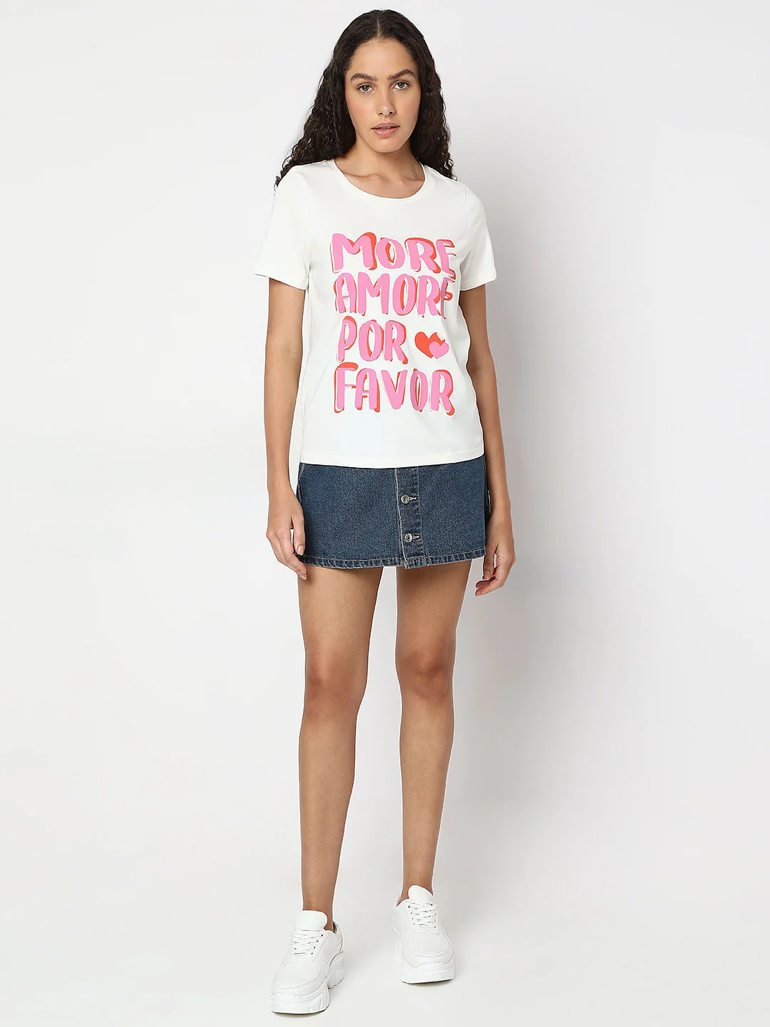 White Typographic Print Cotton T-Shirt - Image 5