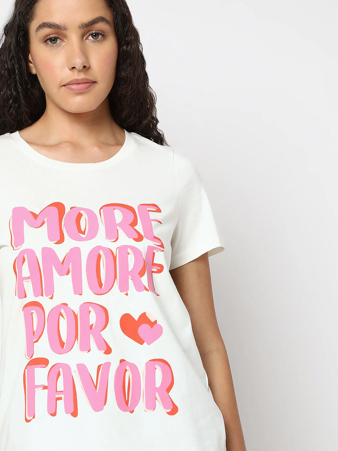 White Typographic Print Cotton T-Shirt - Image 6