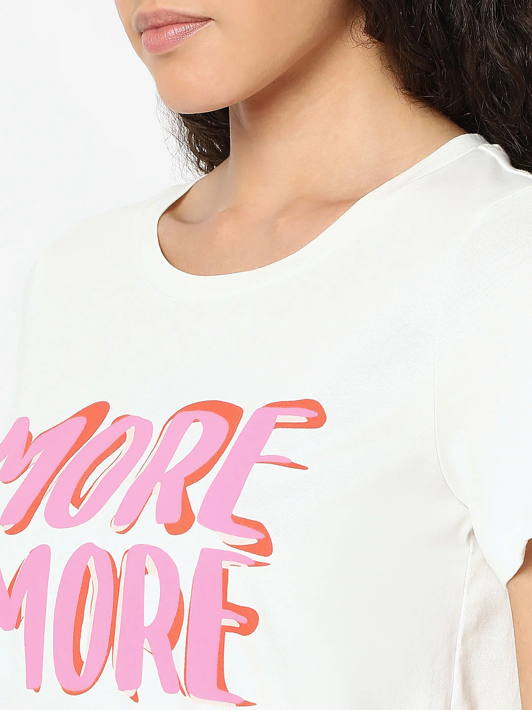 White Typographic Print Cotton T-Shirt - Image 8