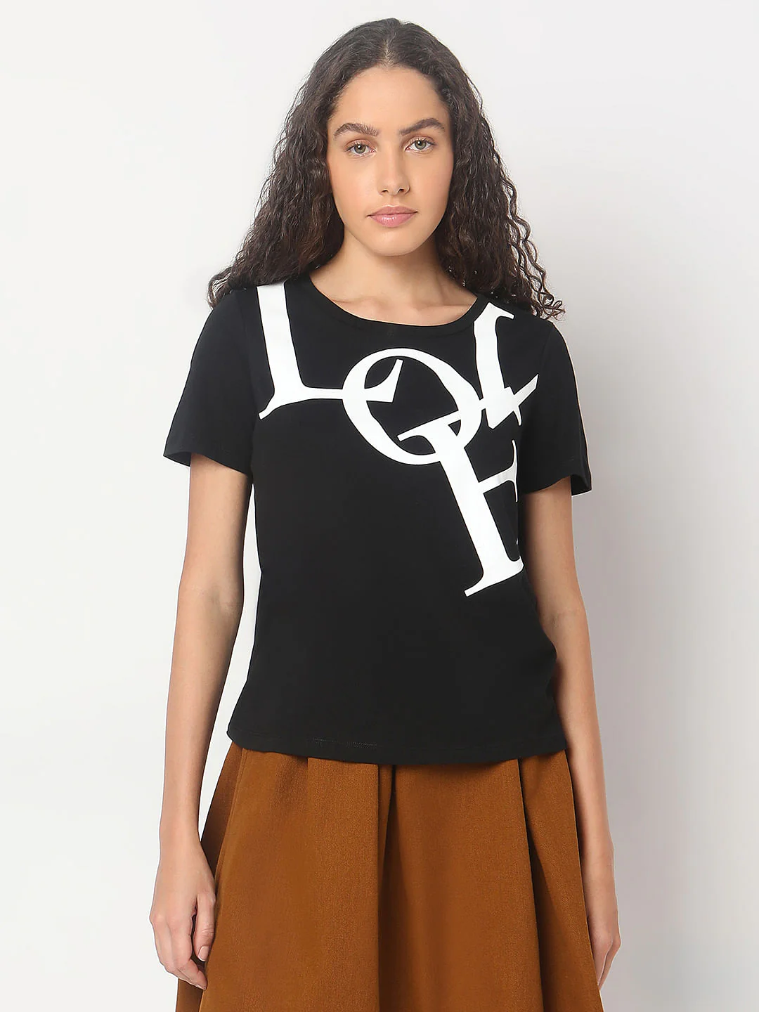 Black Typographic Print Cotton T-Shirt - Image 2
