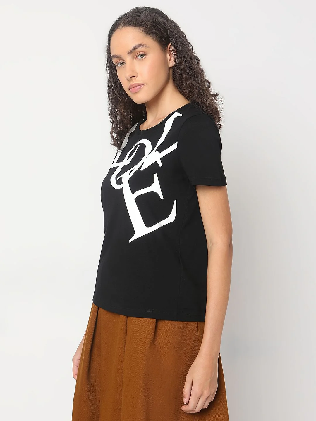 Black Typographic Print Cotton T-Shirt - Image 3
