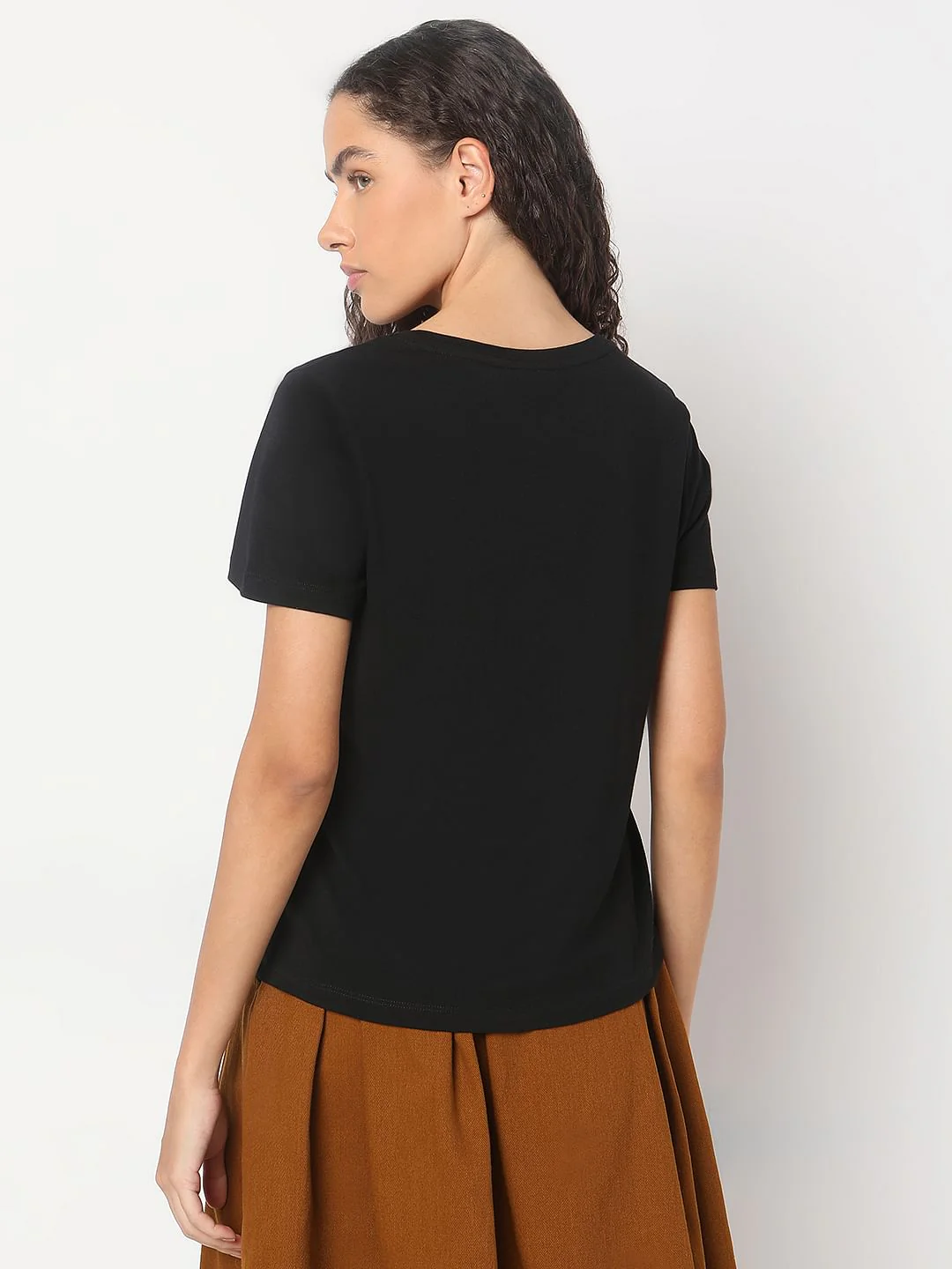Black Typographic Print Cotton T-Shirt - Image 4