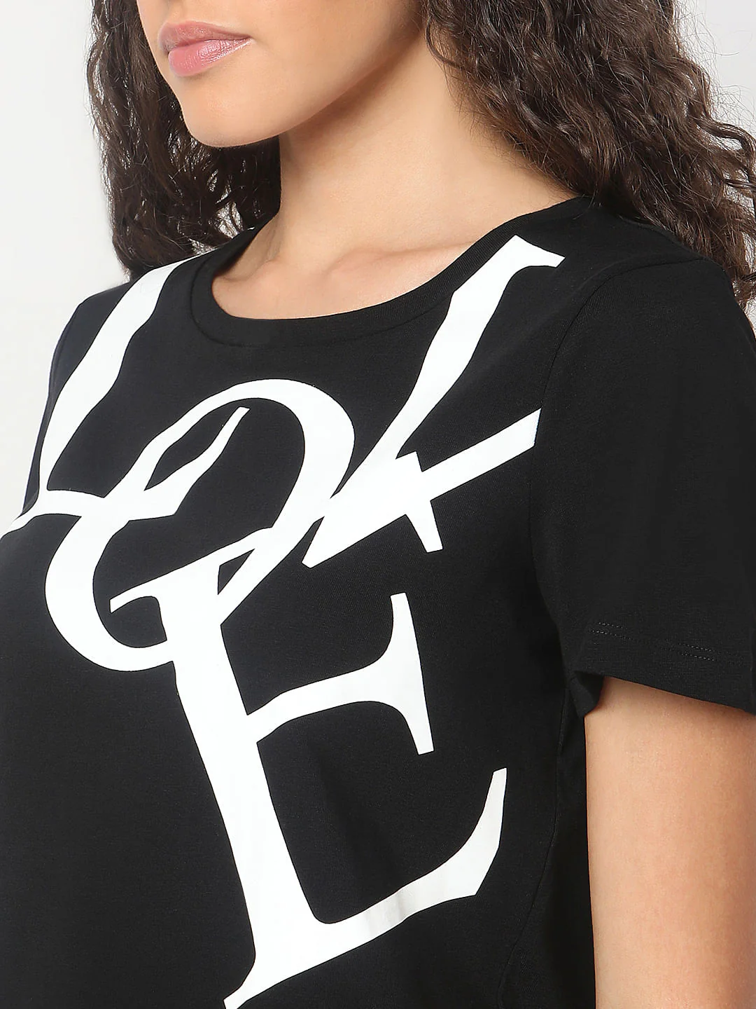 Black Typographic Print Cotton T-Shirt - Image 8