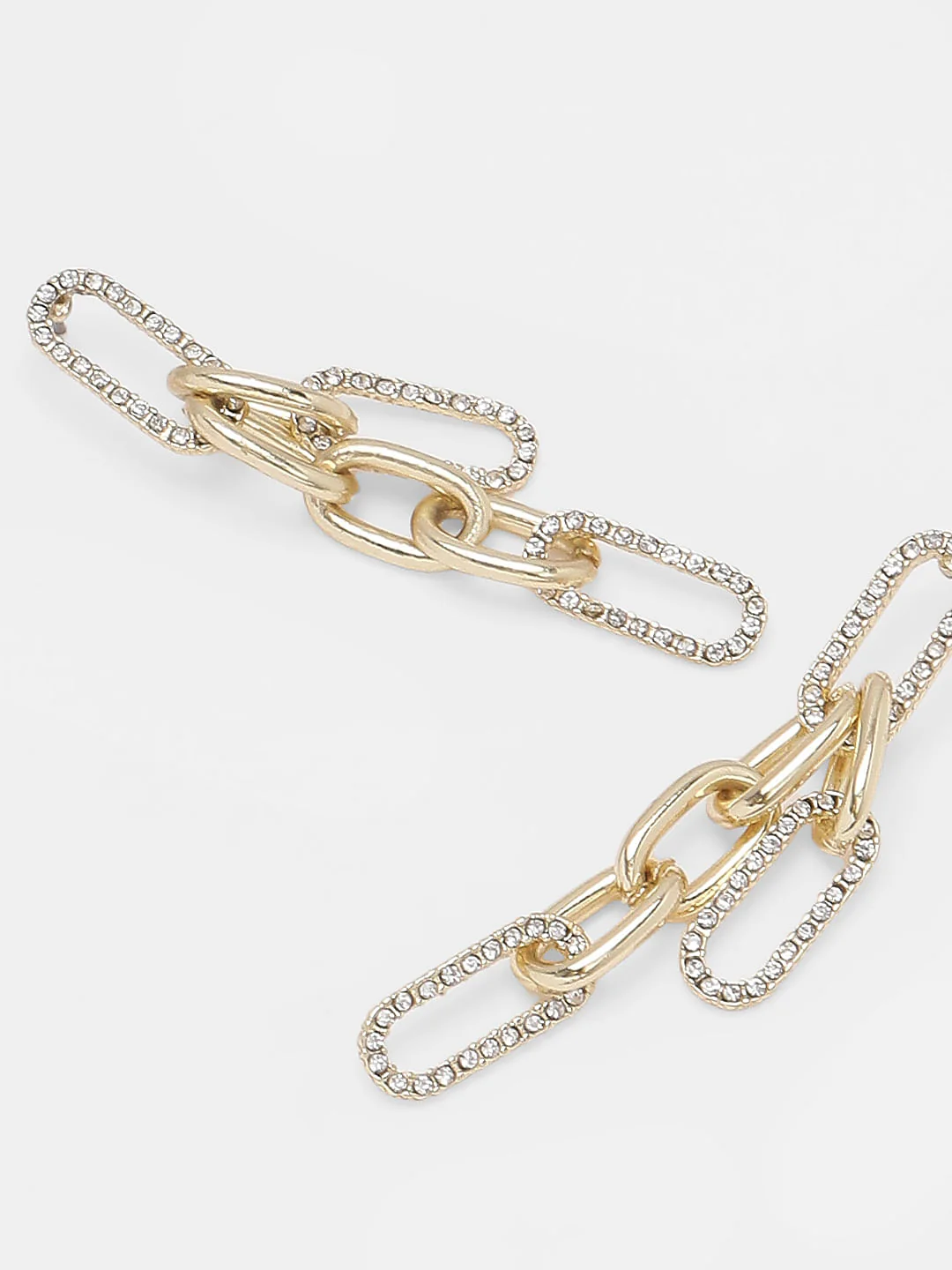 Golden Rhinestone Chain Earrings - Image 3