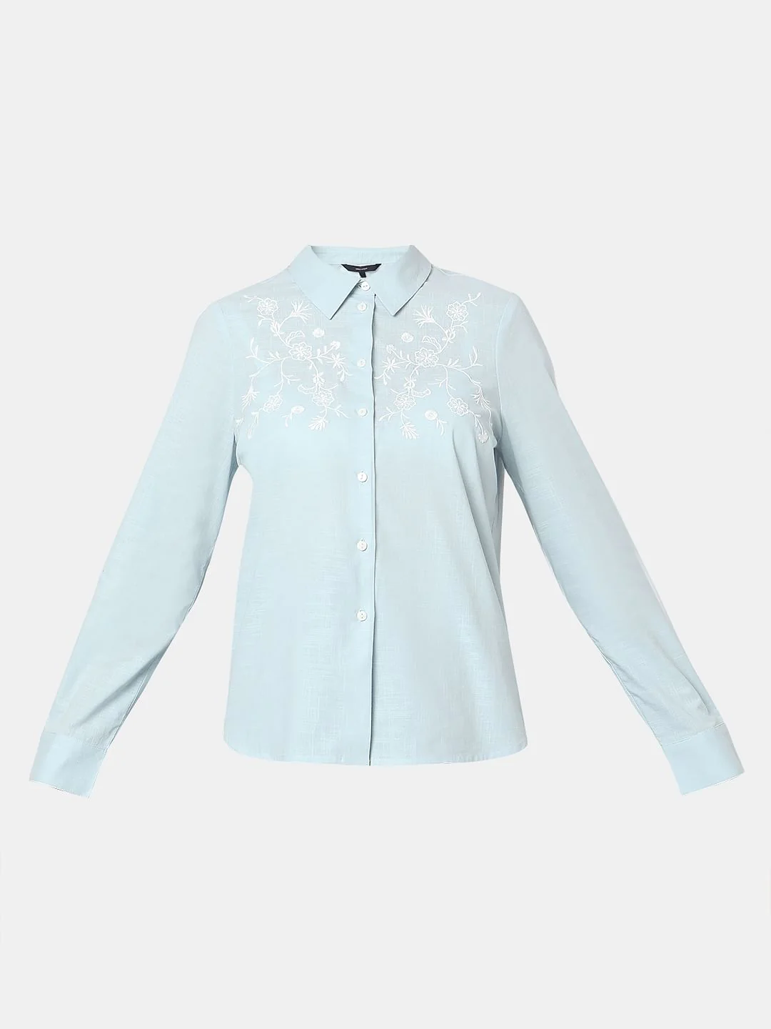 Light Blue Embroidered Cotton Shirt - Image 7