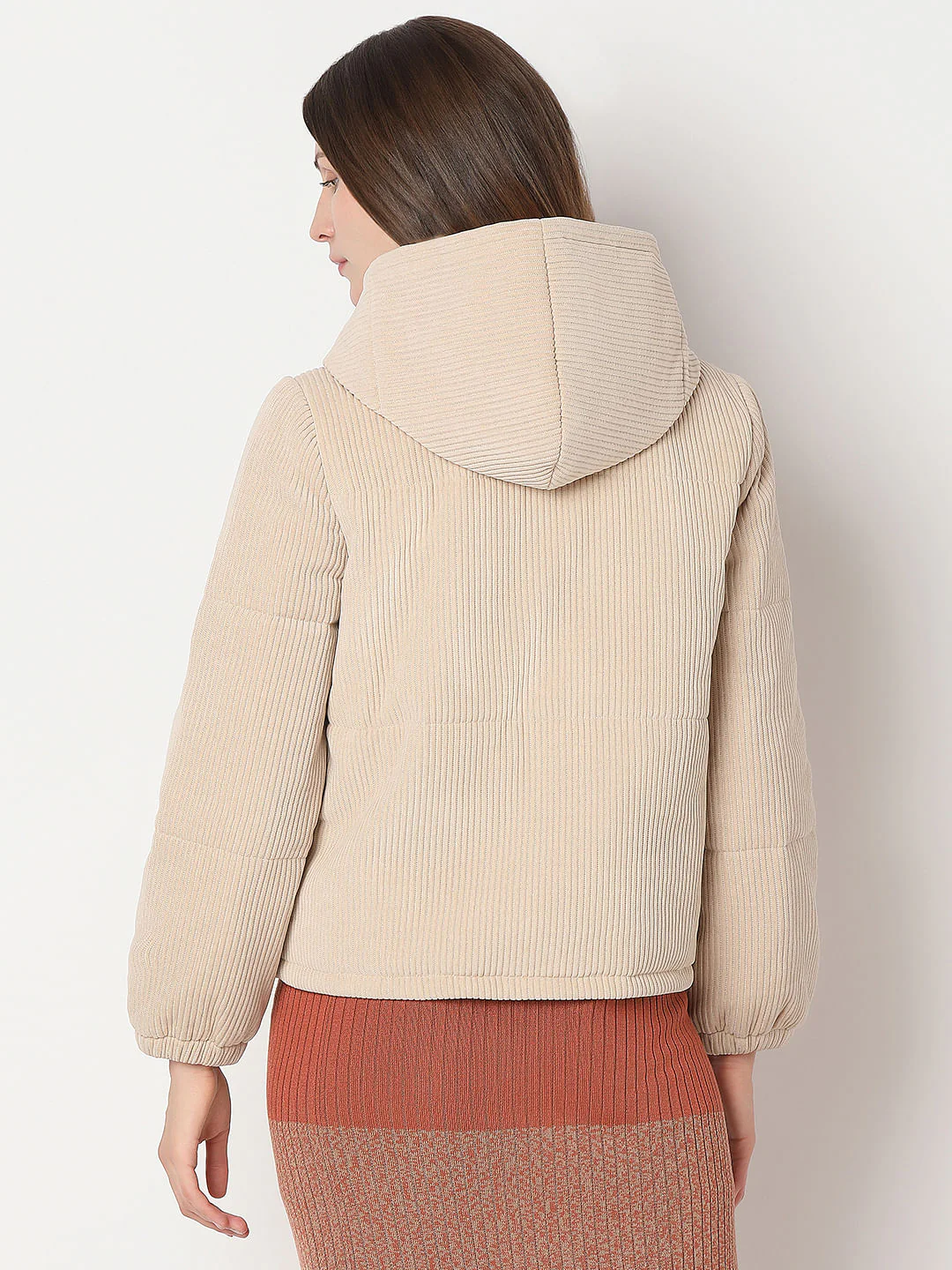 Beige Corduroy Hooded Jacket - Image 4