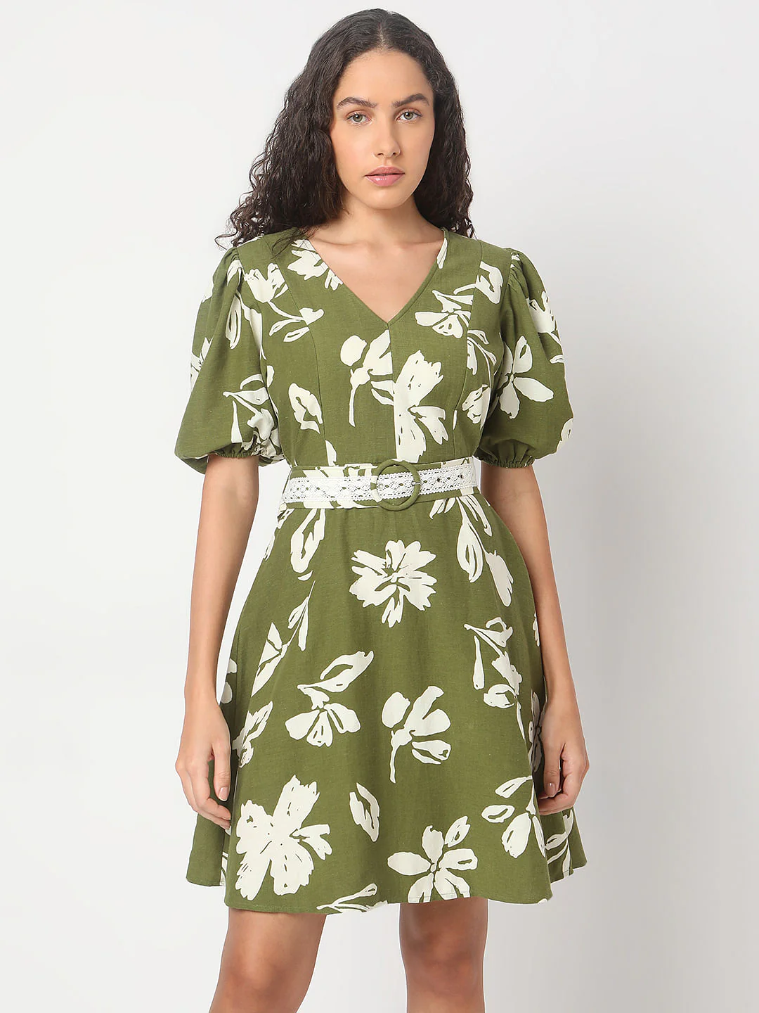 Sage Green Floral Print Dress - Image 2