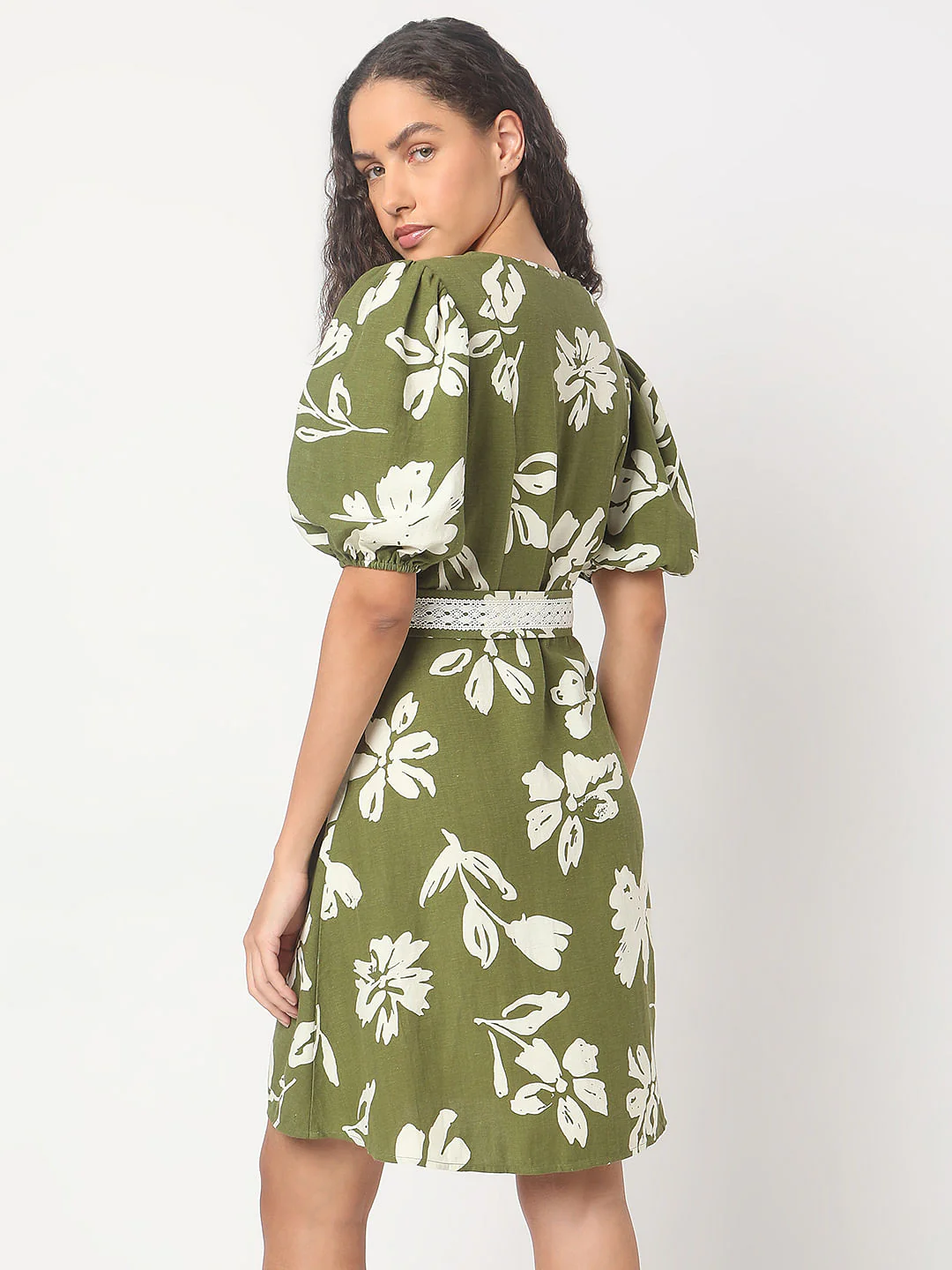 Sage Green Floral Print Dress - Image 4