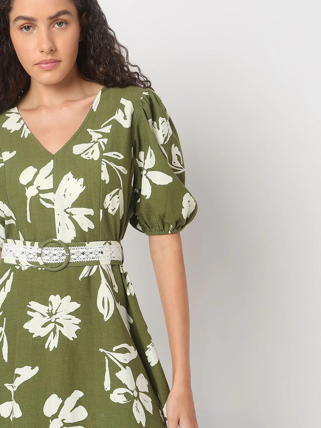 Sage Green Floral Print Dress - Image 6