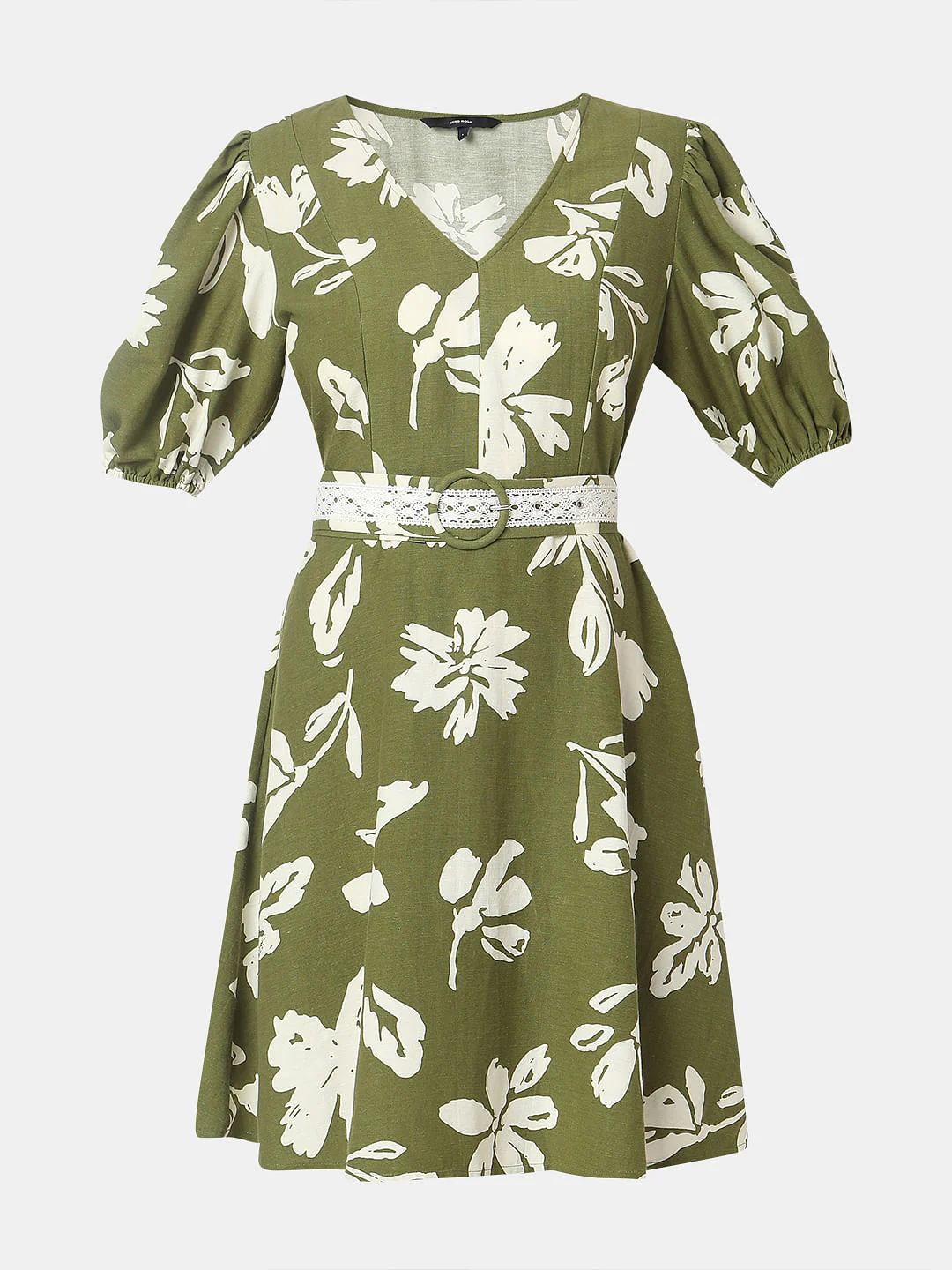 Sage Green Floral Print Dress - Image 7