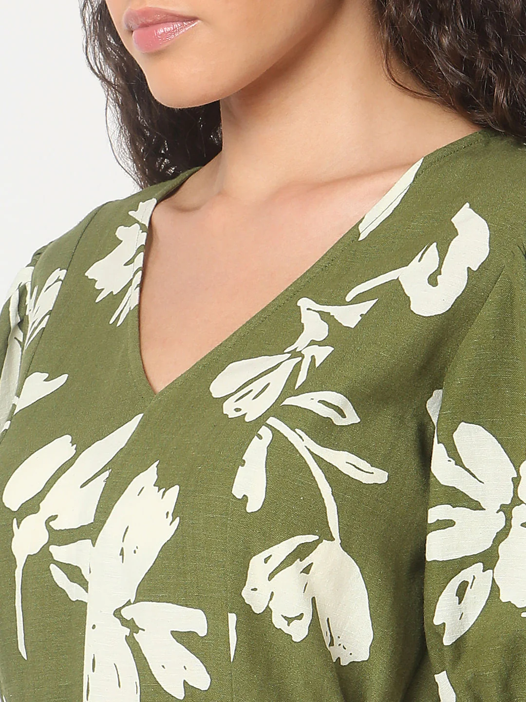 Sage Green Floral Print Dress - Image 8