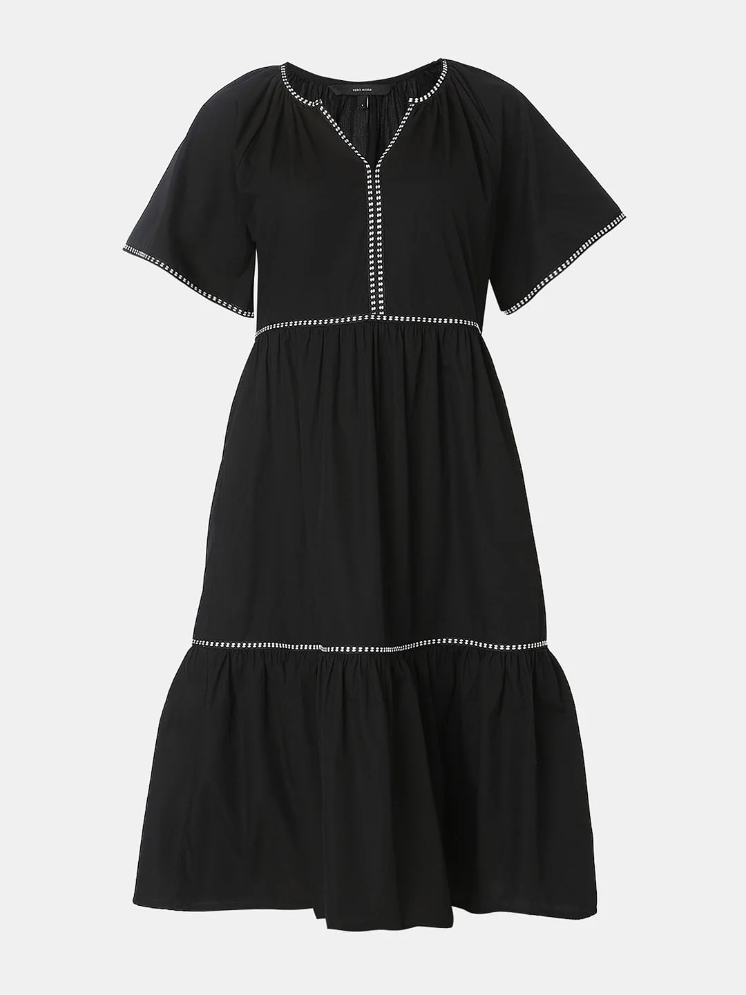 Black Dotted Detail Midi Dress - Image 7