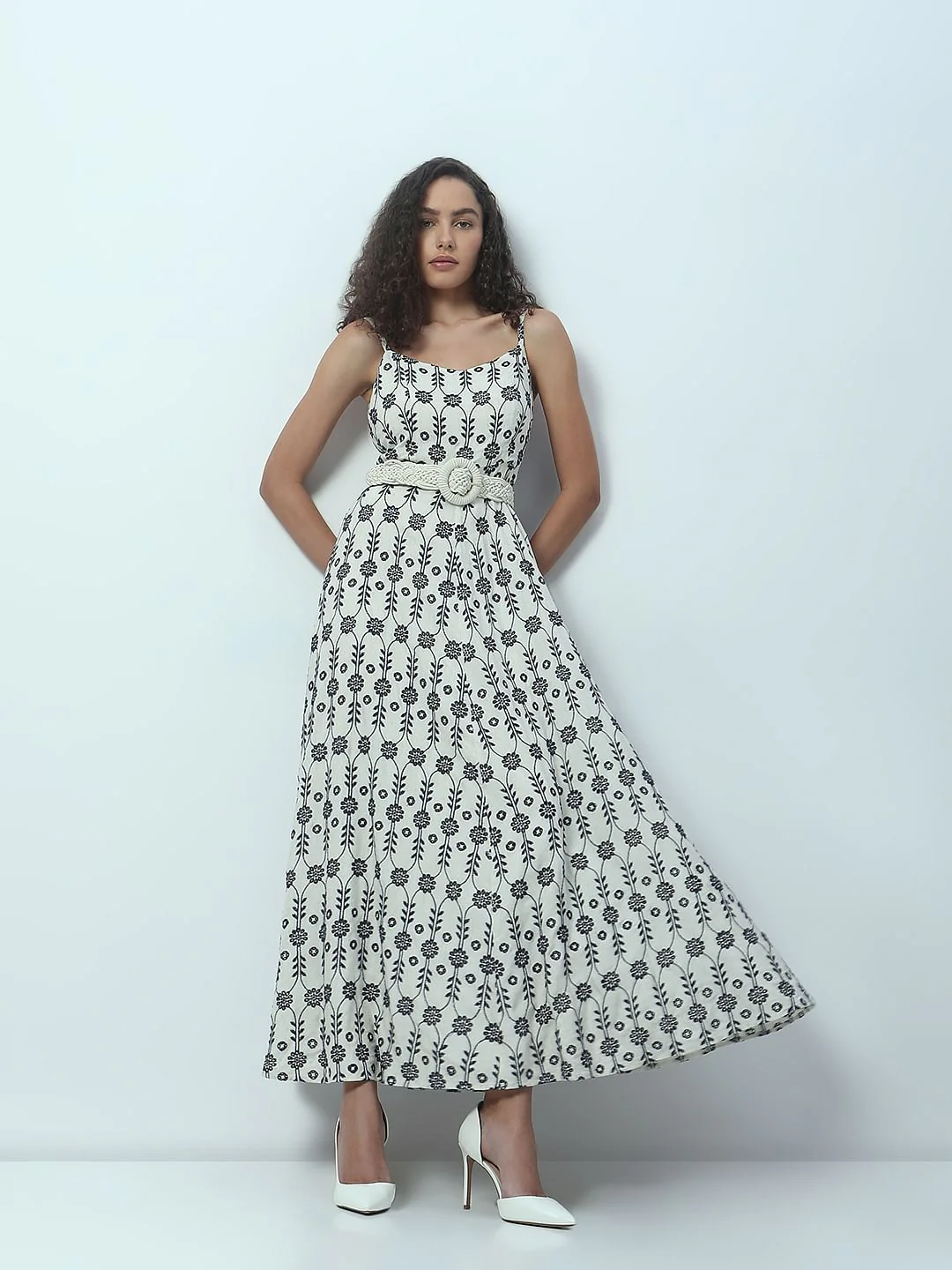 Off-White Embroidered Maxi Dress