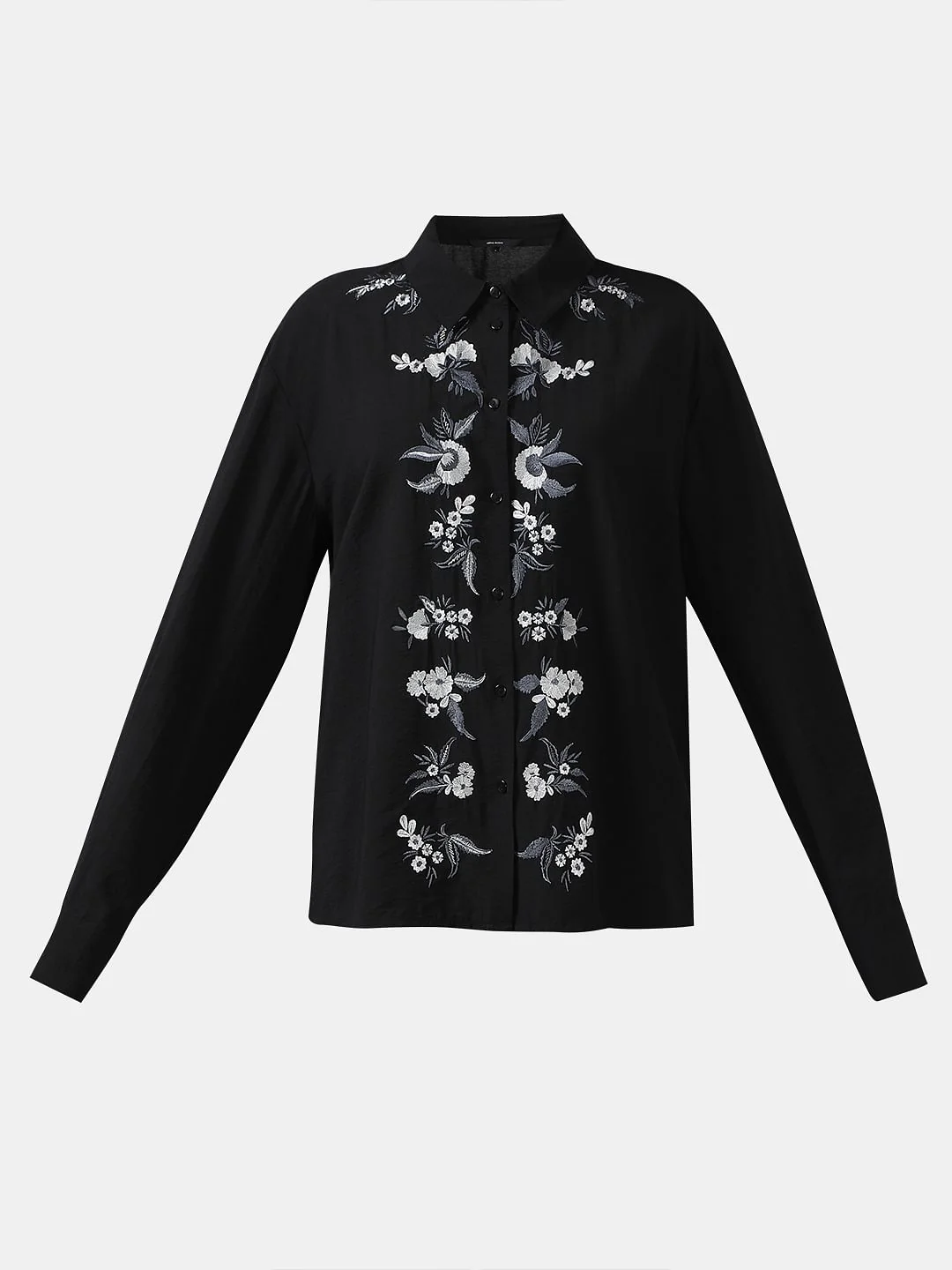 Black Embroidered Co-Ord Set Shirt - Image 7