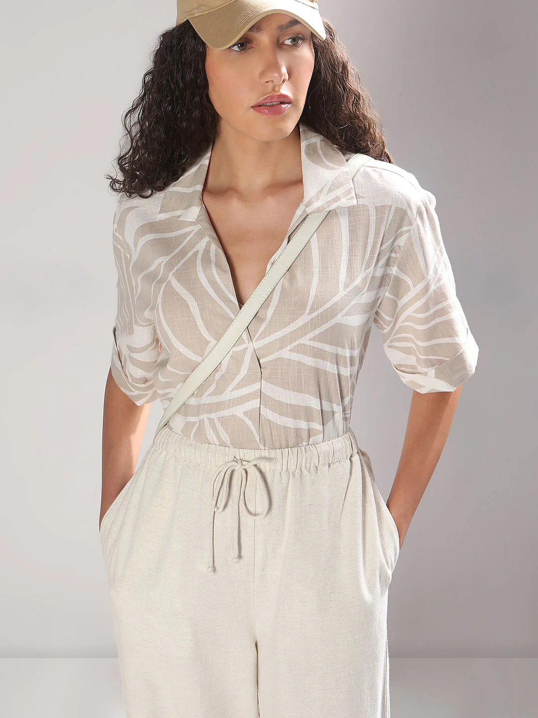 Beige Abstract Print Shirt