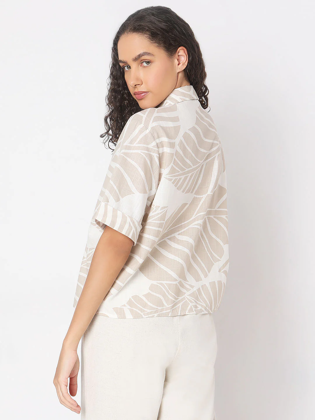 Beige Abstract Print Shirt - Image 4