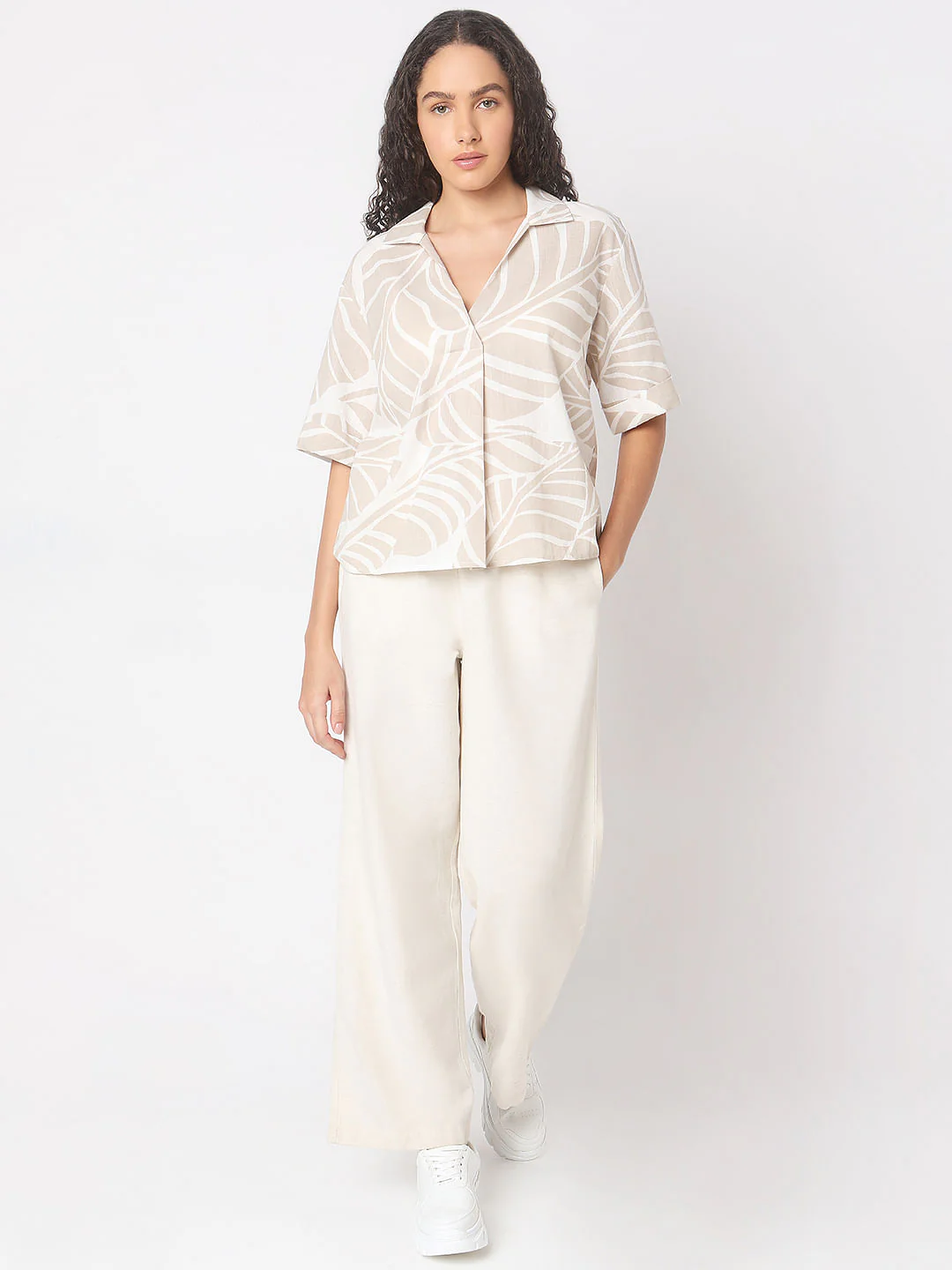 Beige Abstract Print Shirt - Image 5
