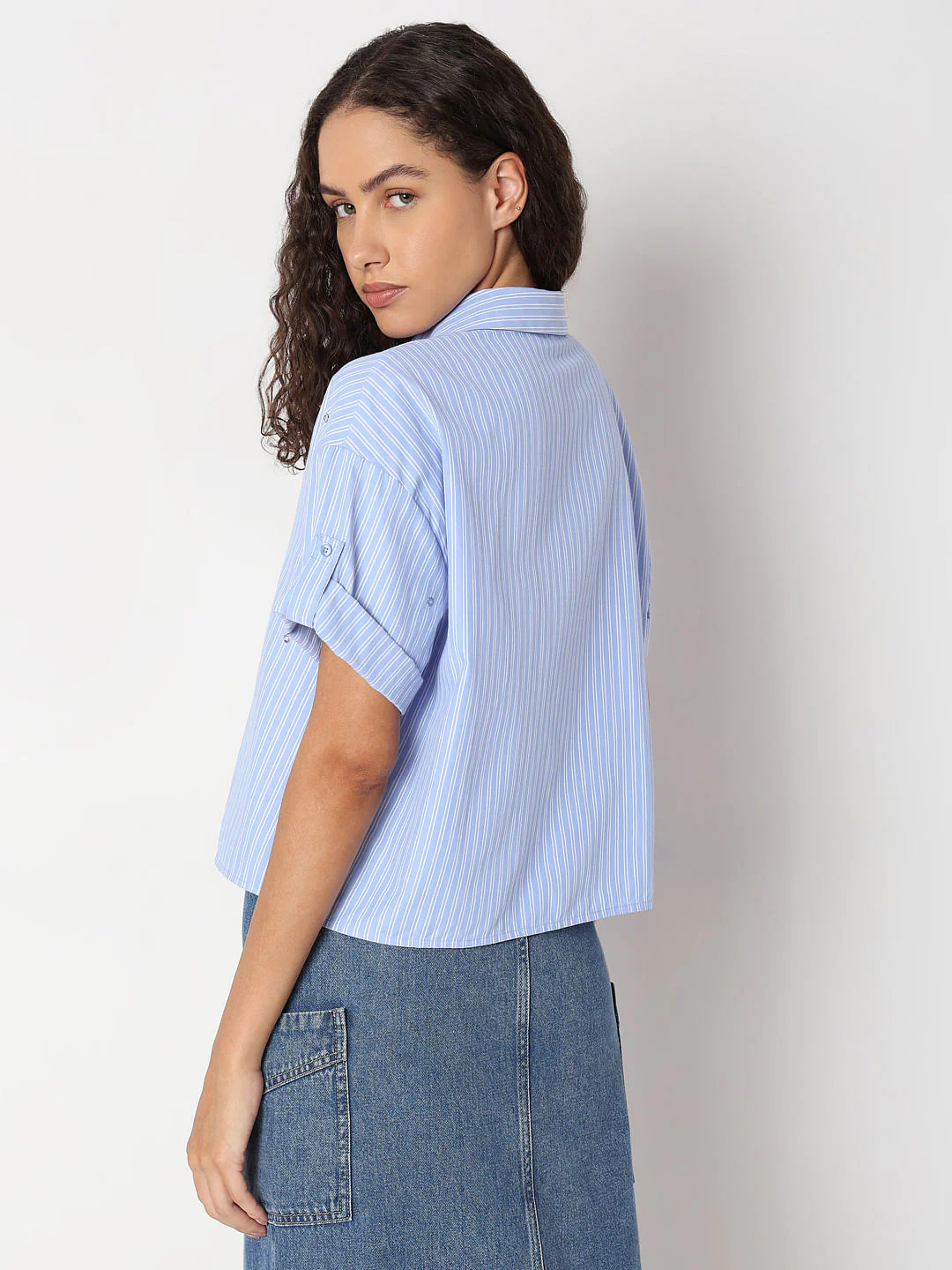 Blue Striped Embellished Shirt - Image 4