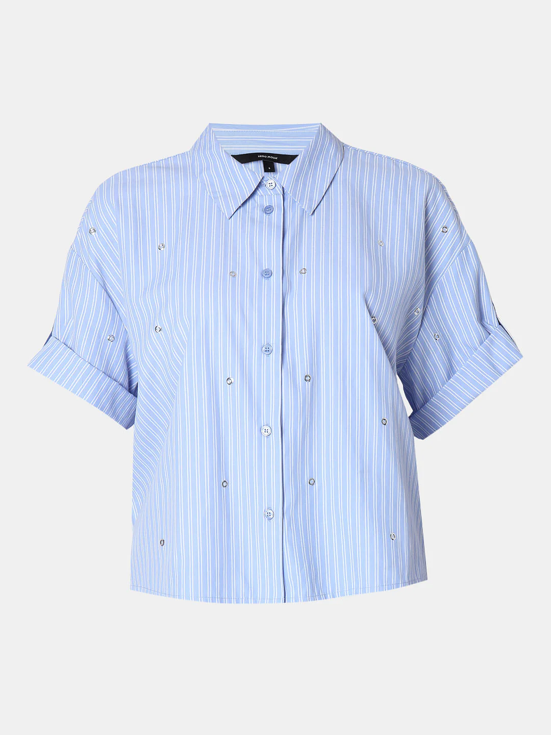 Blue Striped Embellished Shirt - Image 7