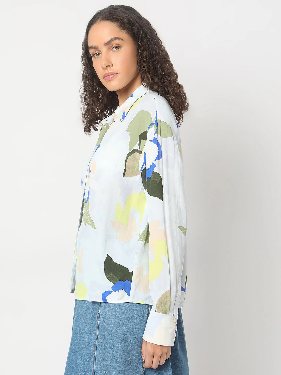 Pastel Blue Abstract Print Shirt - Image 3