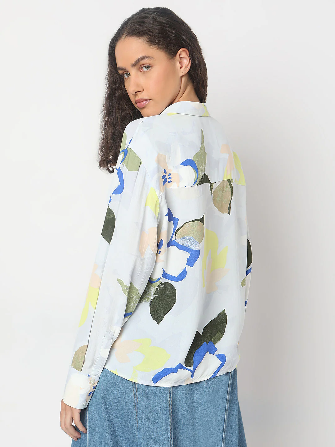 Pastel Blue Abstract Print Shirt - Image 4