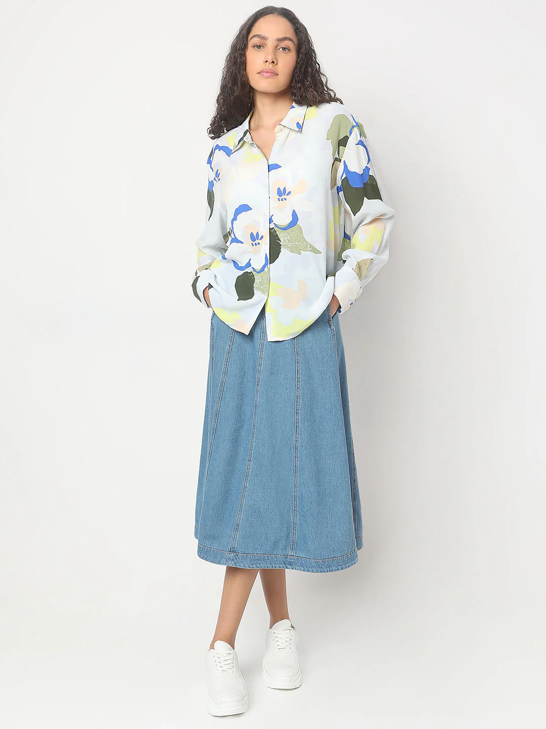 Pastel Blue Abstract Print Shirt - Image 5