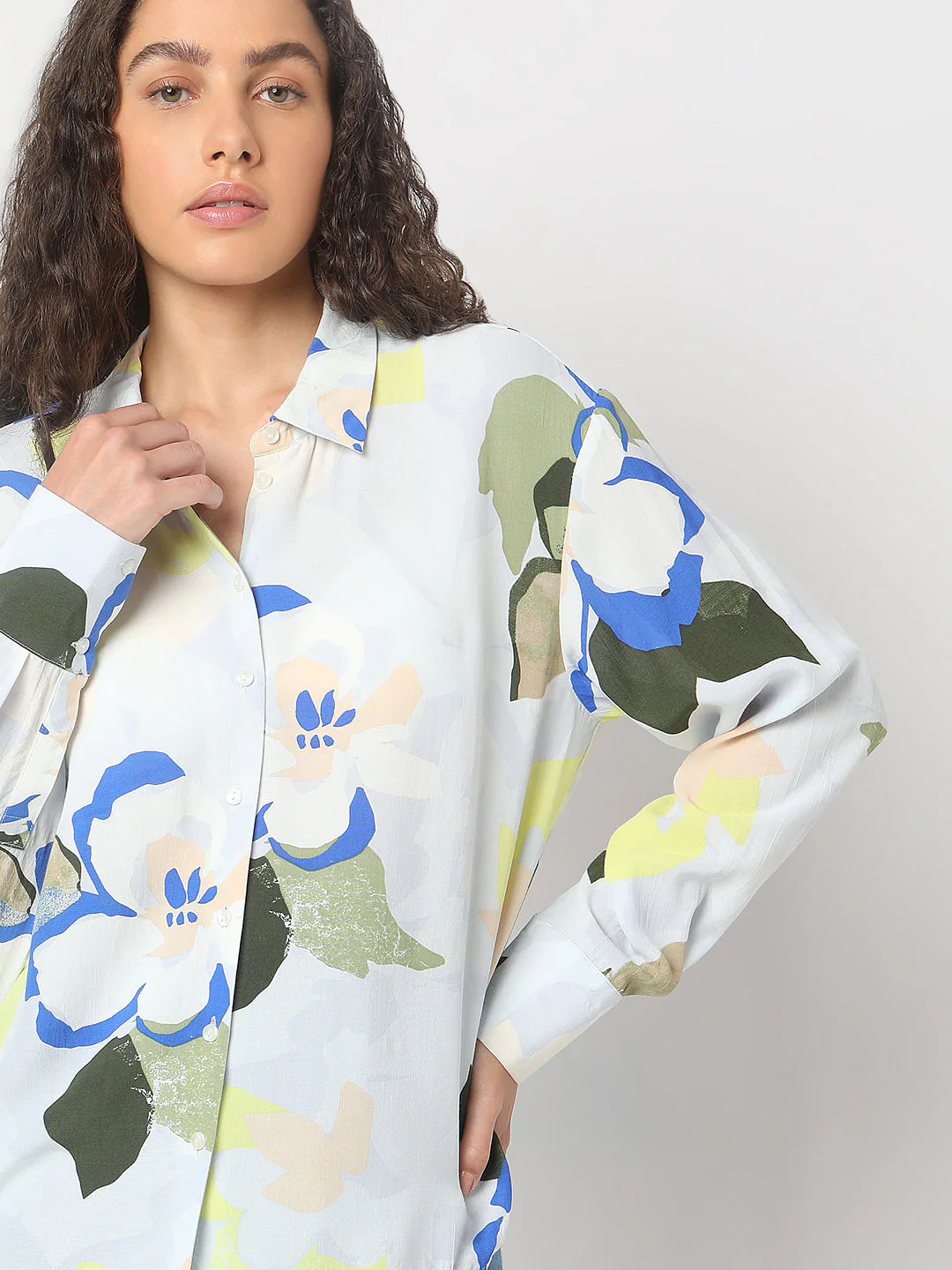 Pastel Blue Abstract Print Shirt - Image 6