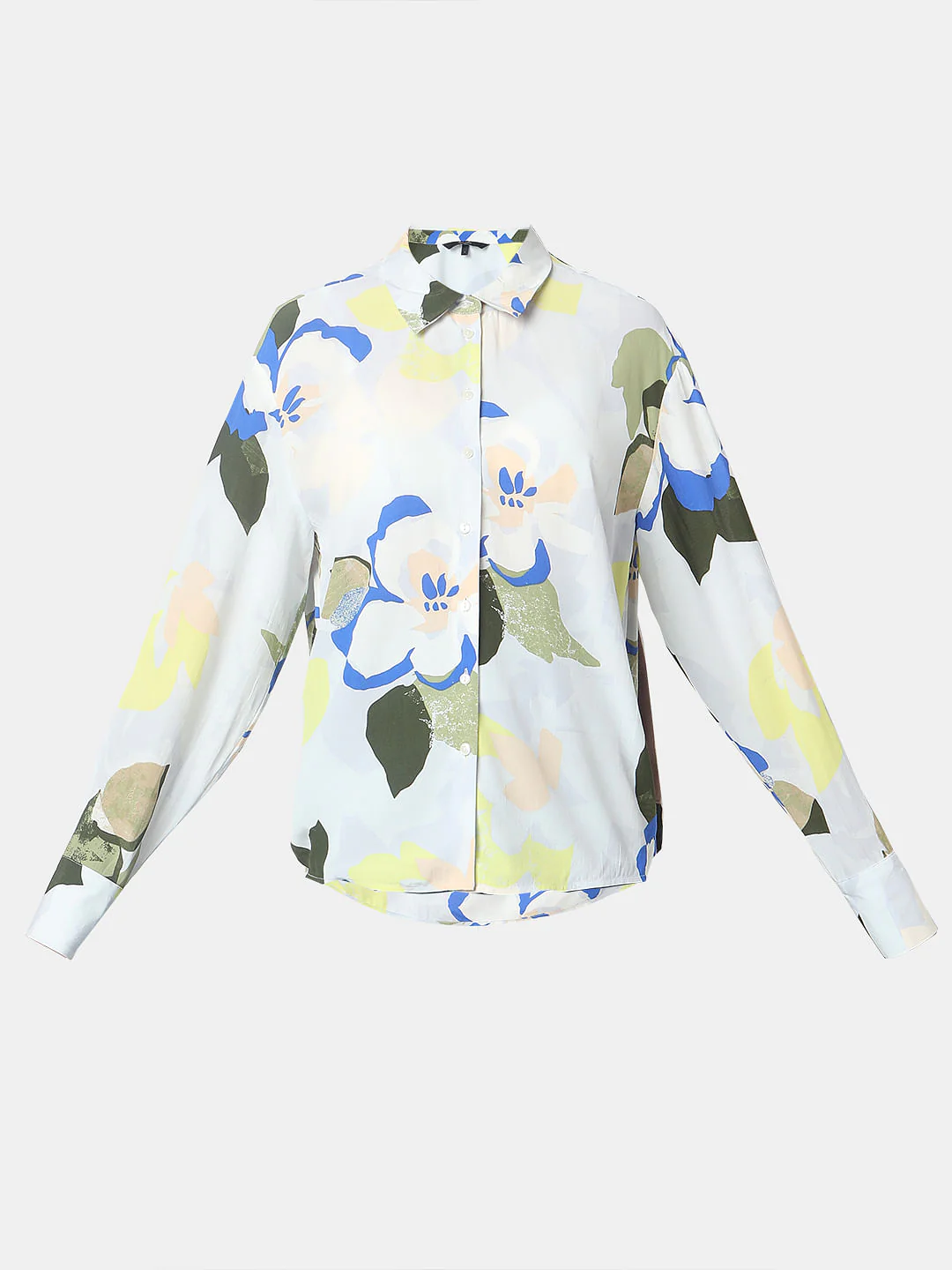 Pastel Blue Abstract Print Shirt - Image 7