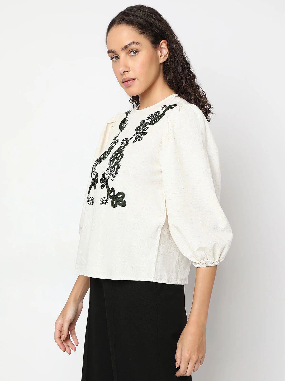 Beige Embroidered Co-Ord Set Top - Image 3
