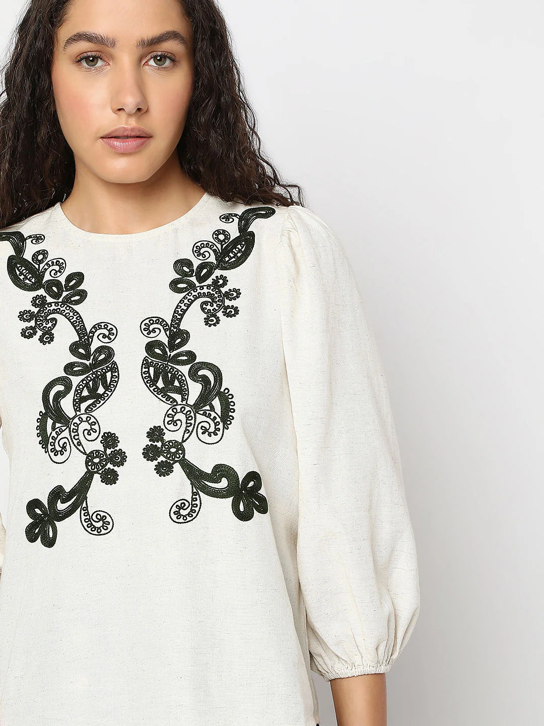 Beige Embroidered Co-Ord Set Top - Image 6
