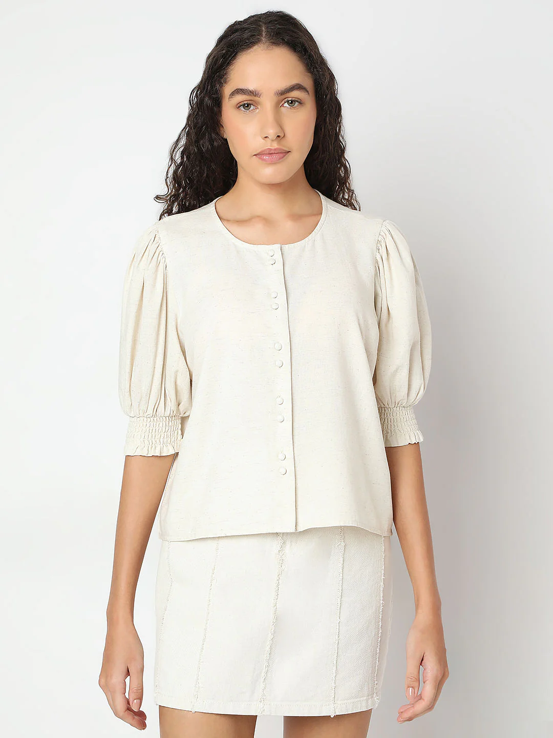 Ecru Round Neck Top - Image 2