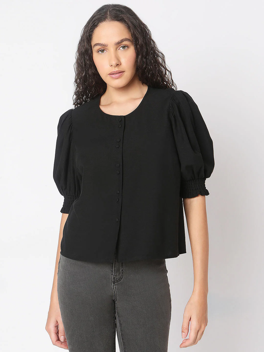 Black Round Neck Top - Image 2