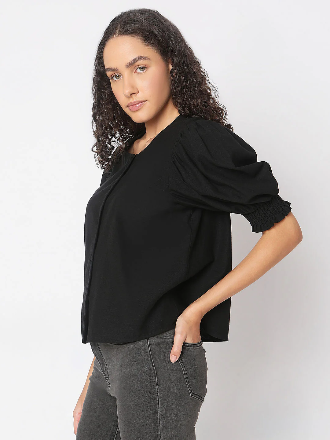 Black Round Neck Top - Image 3