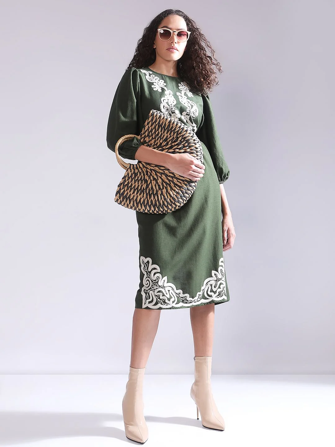 Green Embroidered Co-Ord Set Skirt