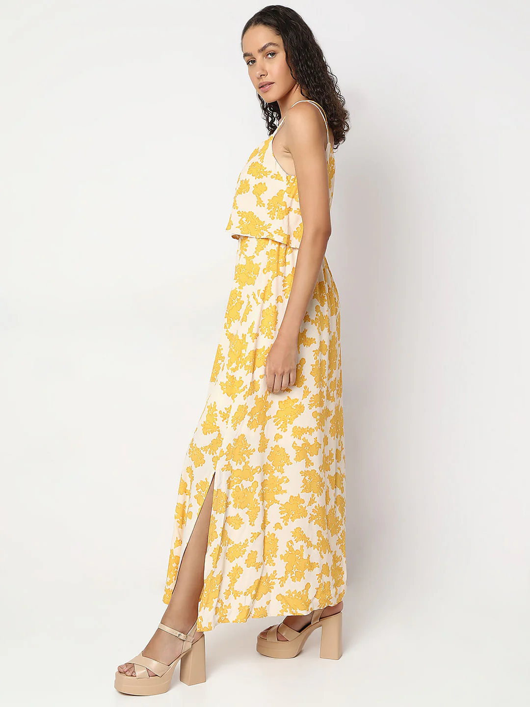 Yellow Floral Maxi Dress - Image 3