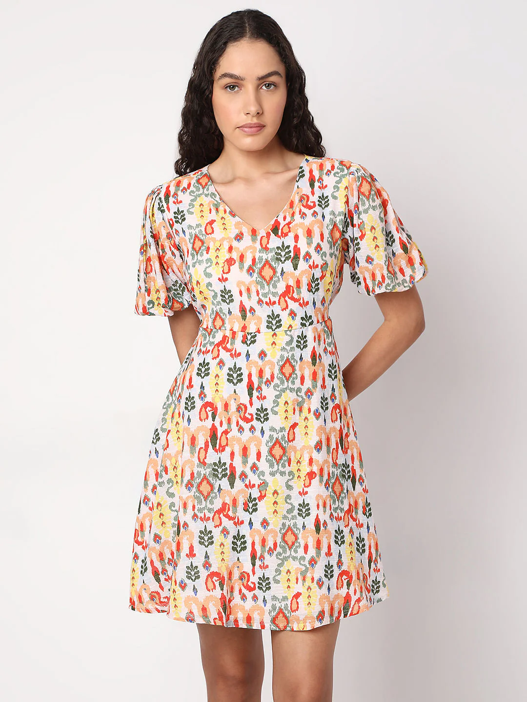 Multi-Colour Printed Short Dress - Image 2