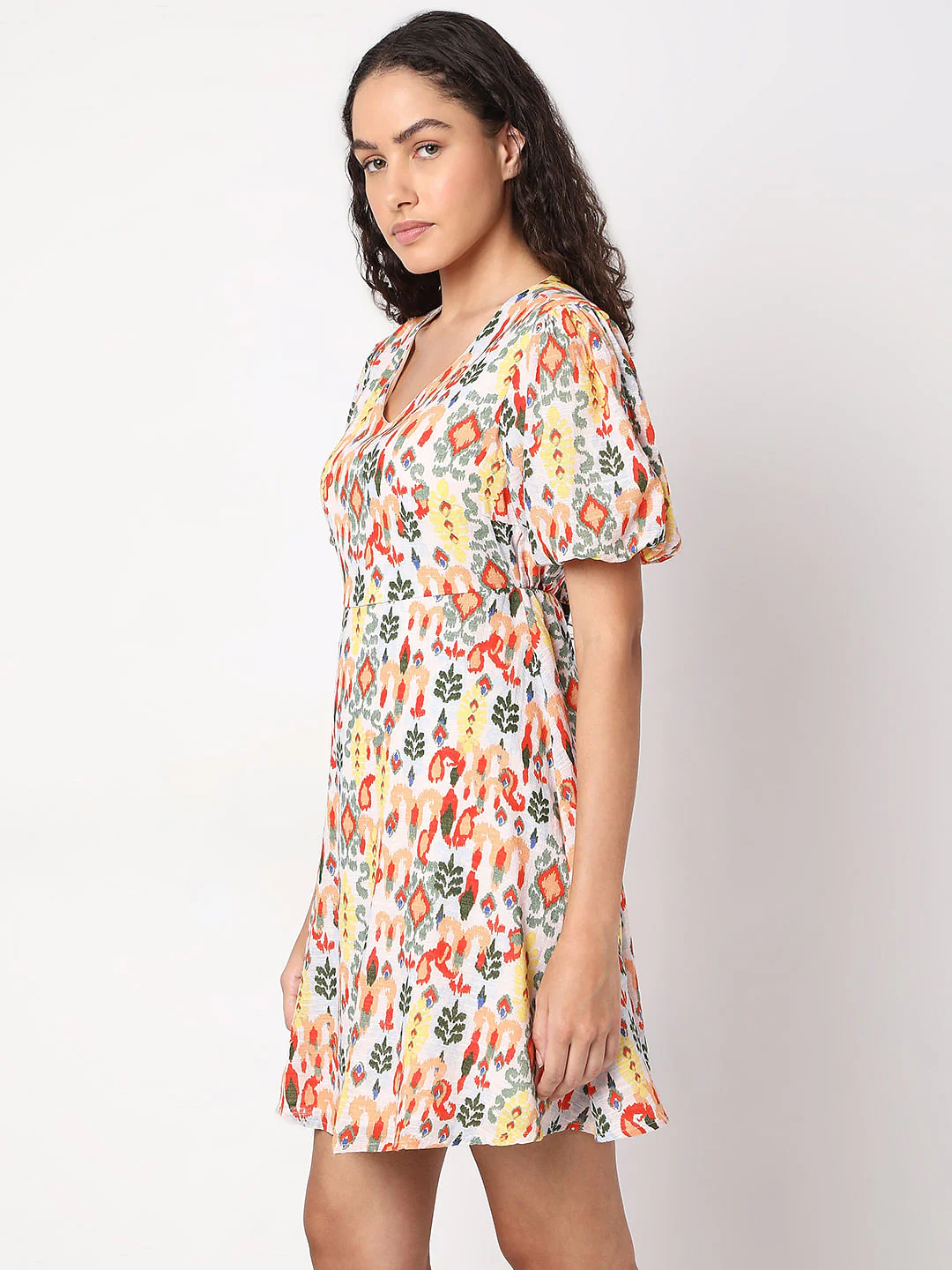 Multi-Colour Printed Short Dress - Image 3