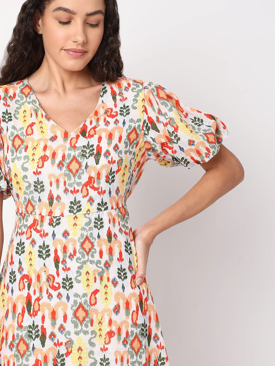 Multi-Colour Printed Short Dress - Image 6