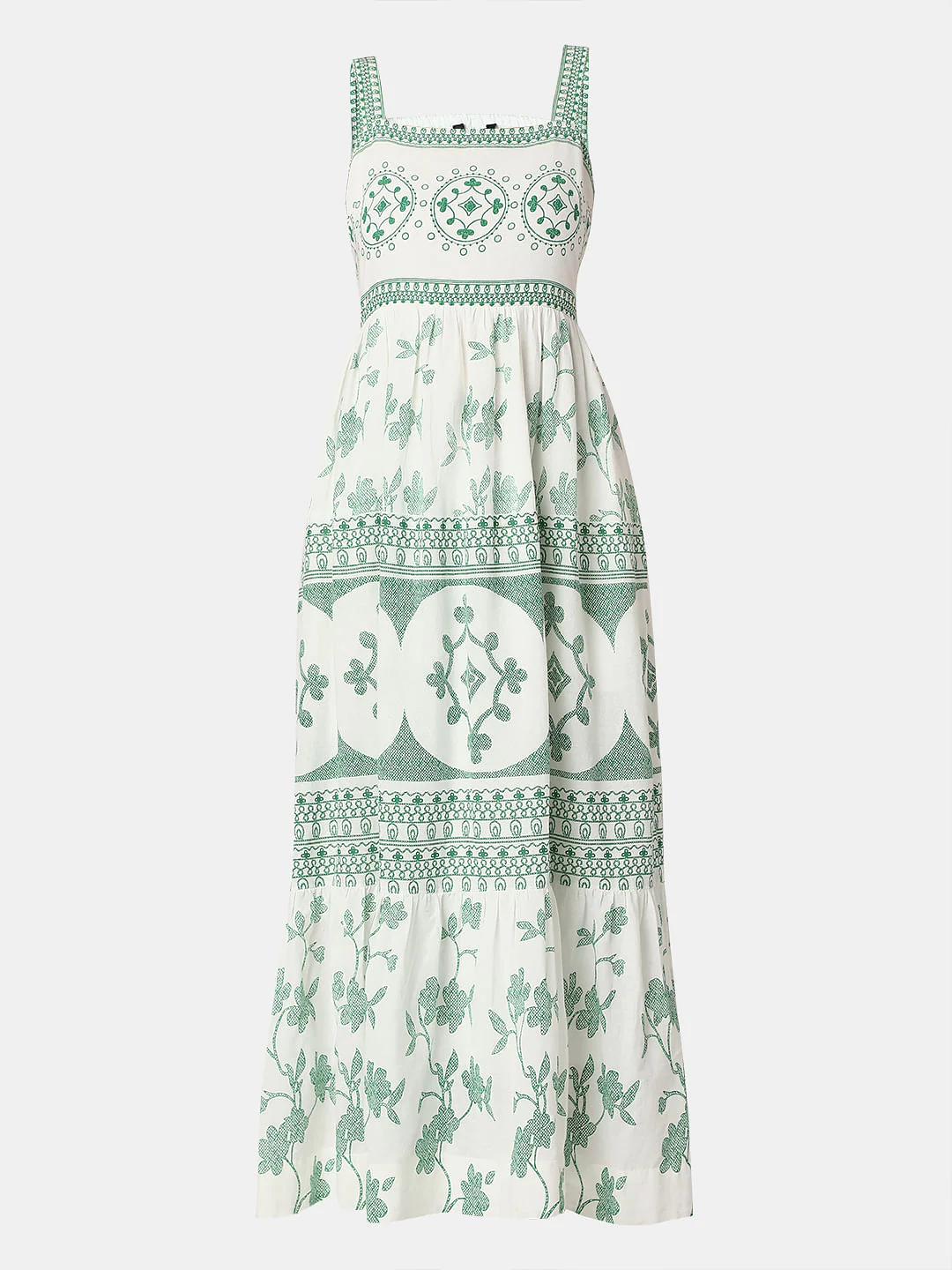 Green Printed Strappy Long Dress - Image 7