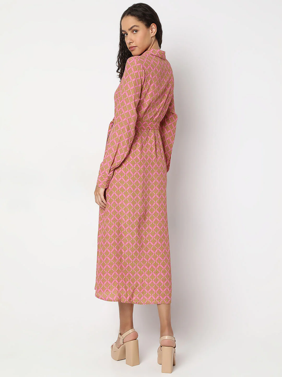 Pink Printed Shirt Dress - Image 4