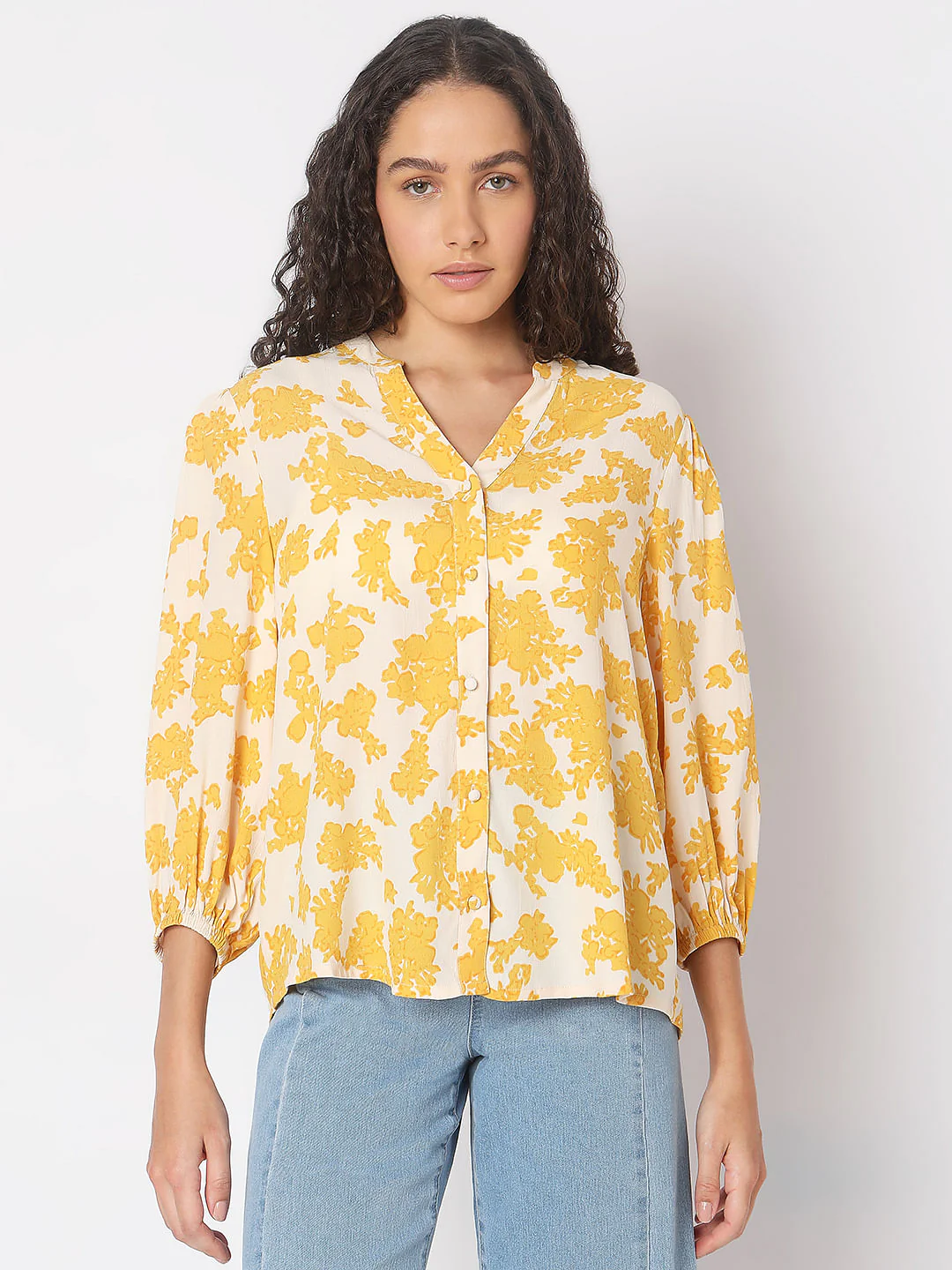 Yellow Floral Print Top - Image 2