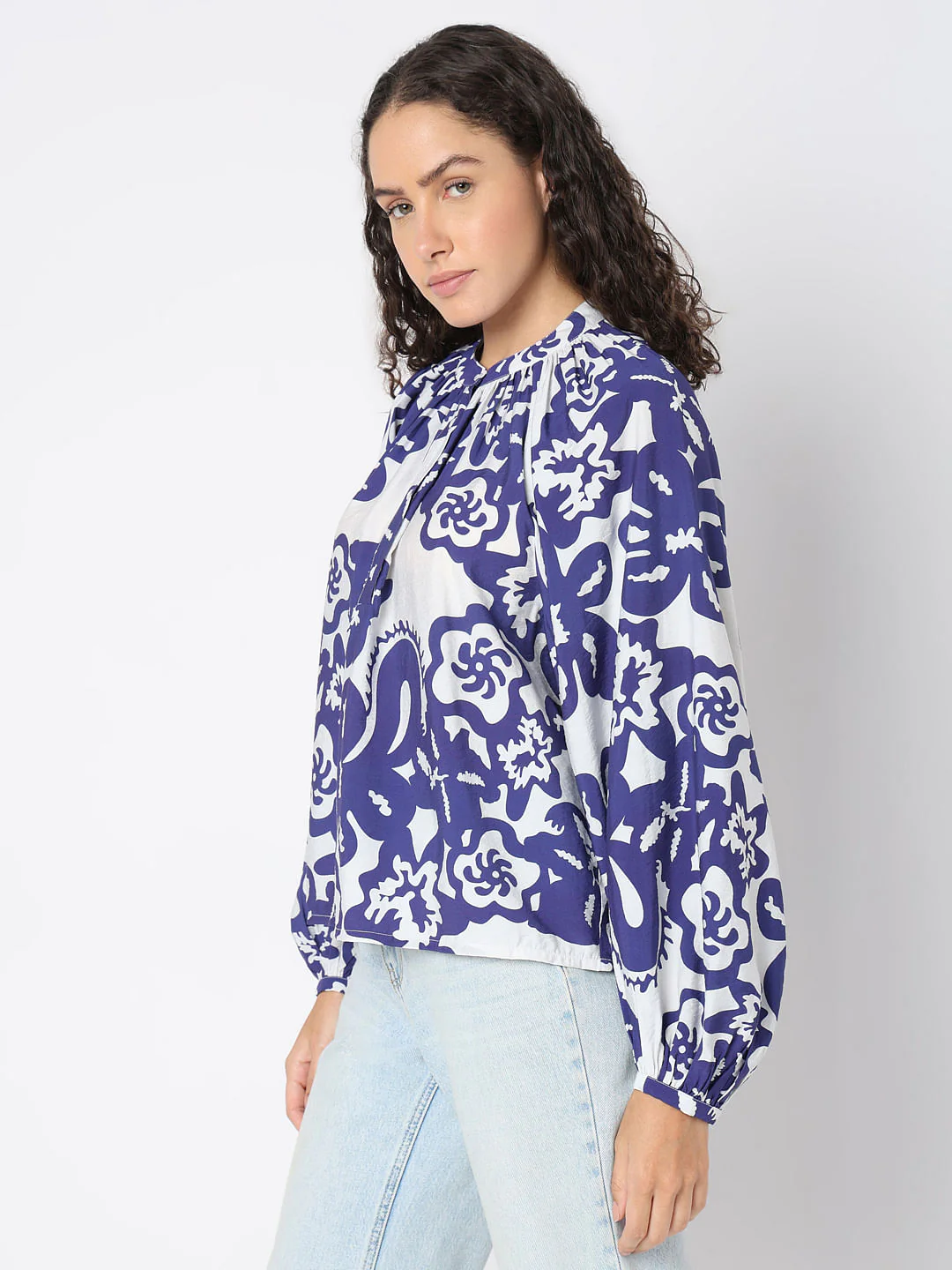 Navy Blue Printed Top - Image 3