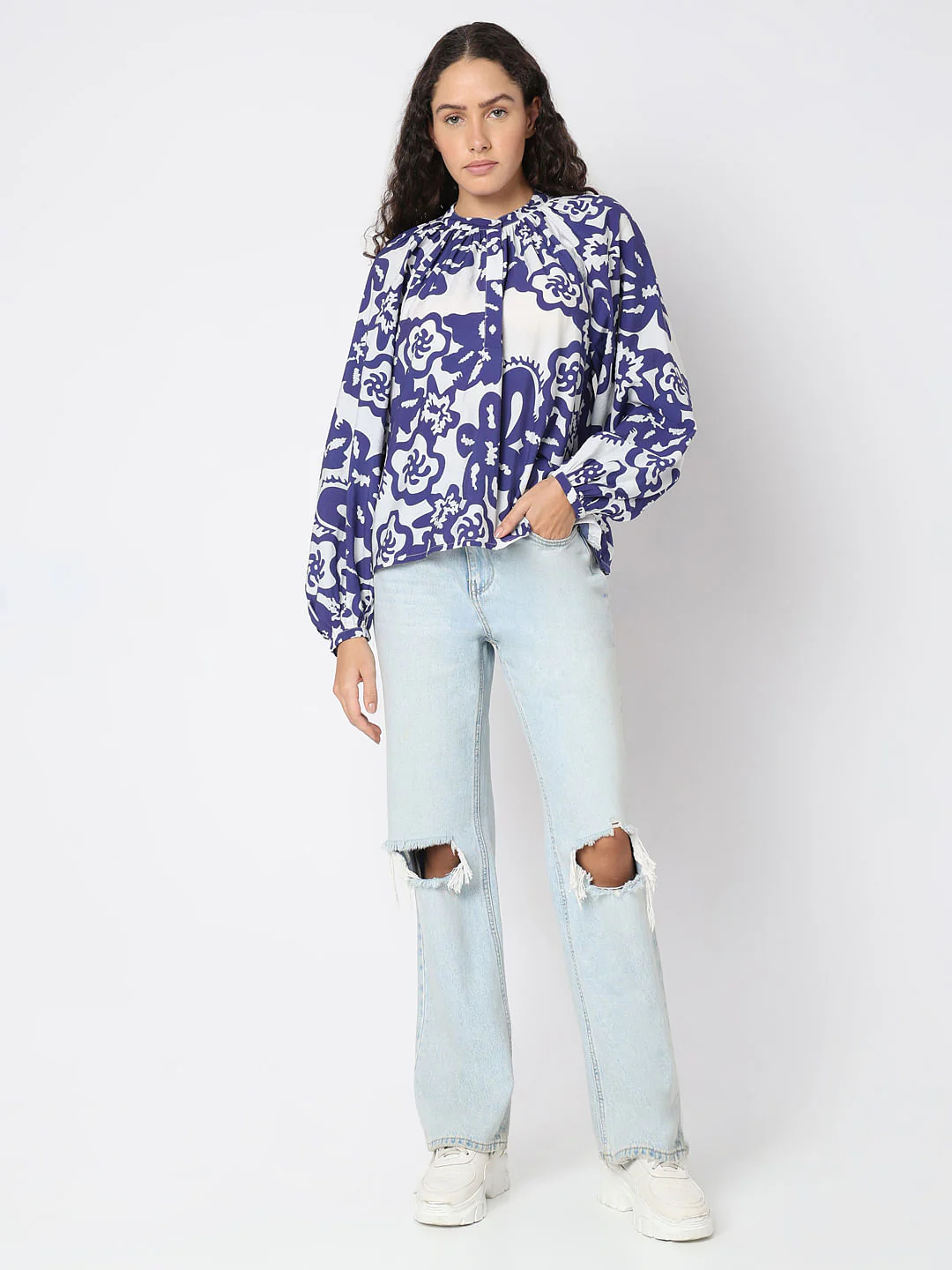 Navy Blue Printed Top - Image 5