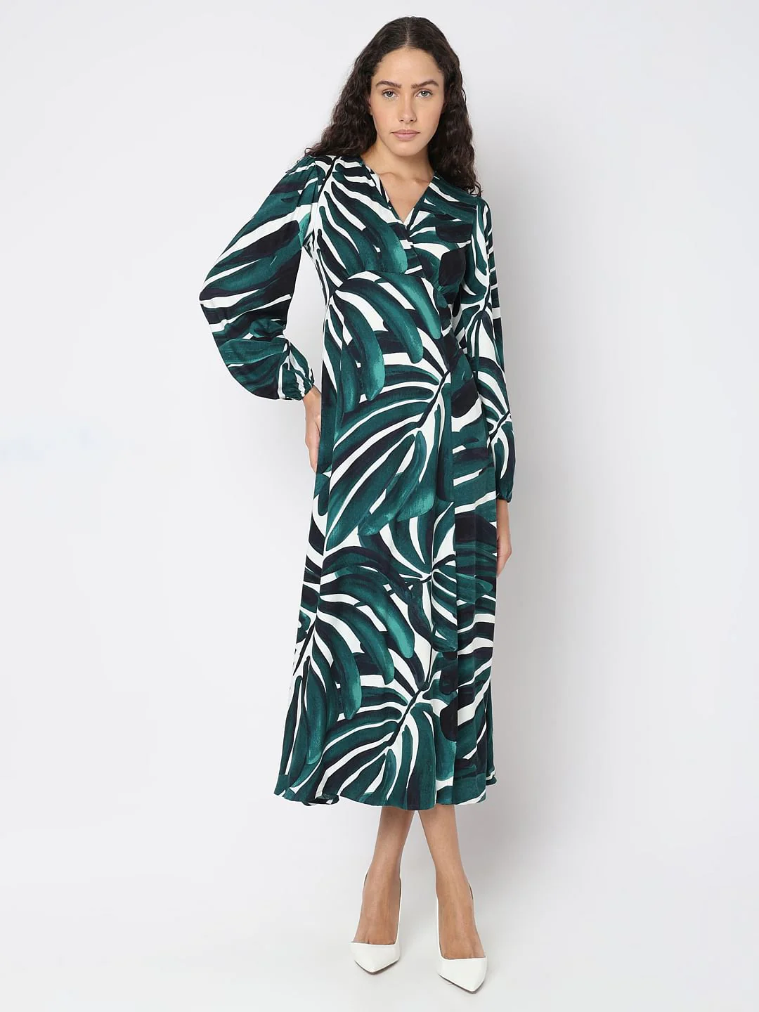 Green Abstract Print Dress - Image 2
