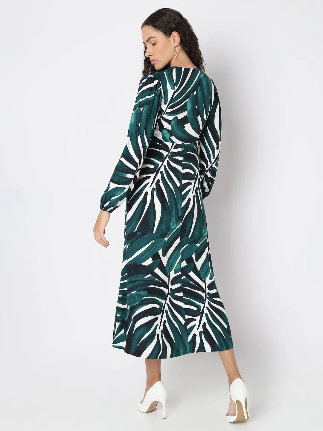 Green Abstract Print Dress - Image 4