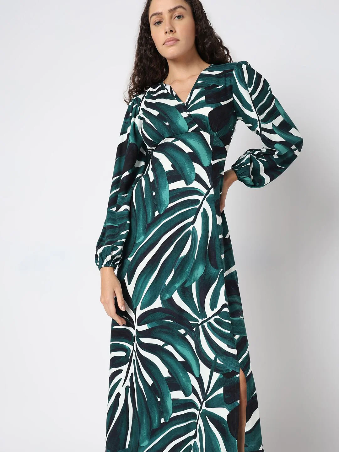 Green Abstract Print Dress - Image 5