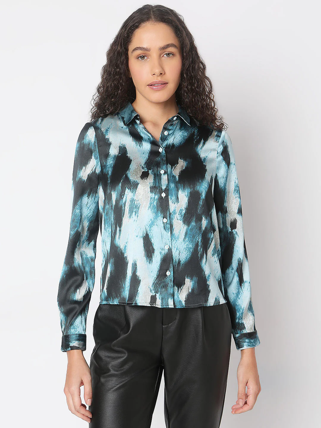 Blue Abstract Print Shirt - Image 2